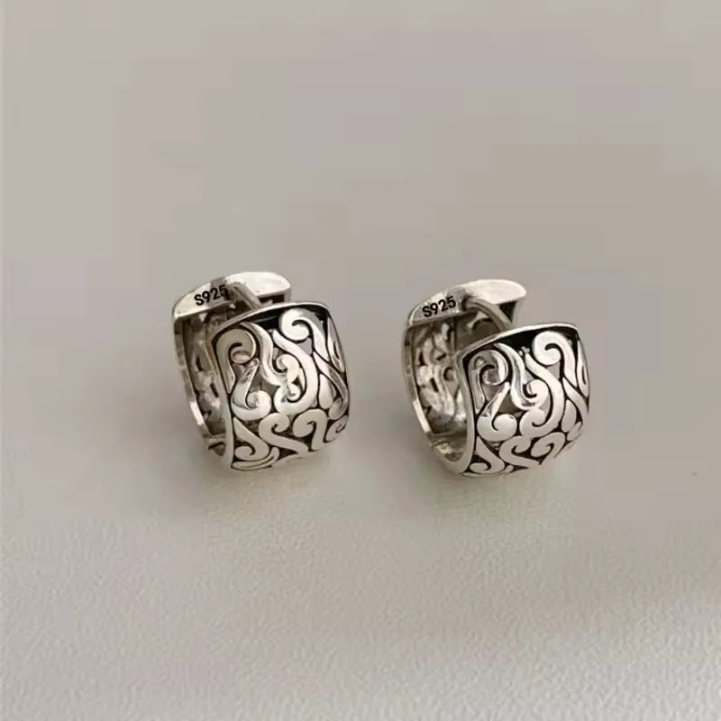 925 Sterling Silver Frosting Hoop Earrings
