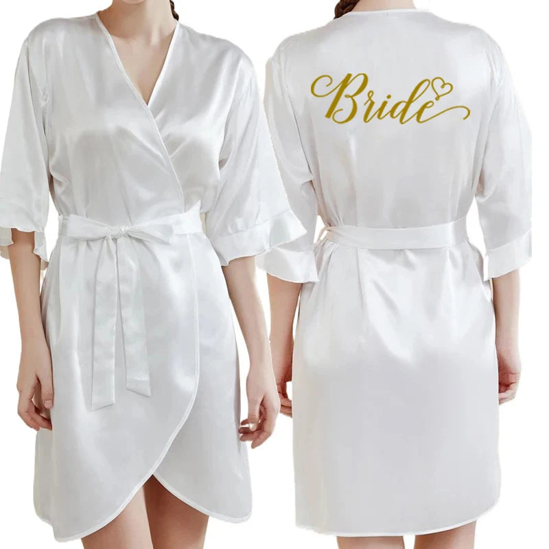 Dark Green Satin Team Bride Bridesmaid Sleepwear Robe