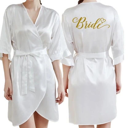 Dark Green Satin Team Bride Bridesmaid Sleepwear Robe