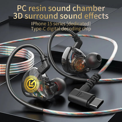 Wired Earphone 3.5mm Type C Digital Chip In Ear Headphone