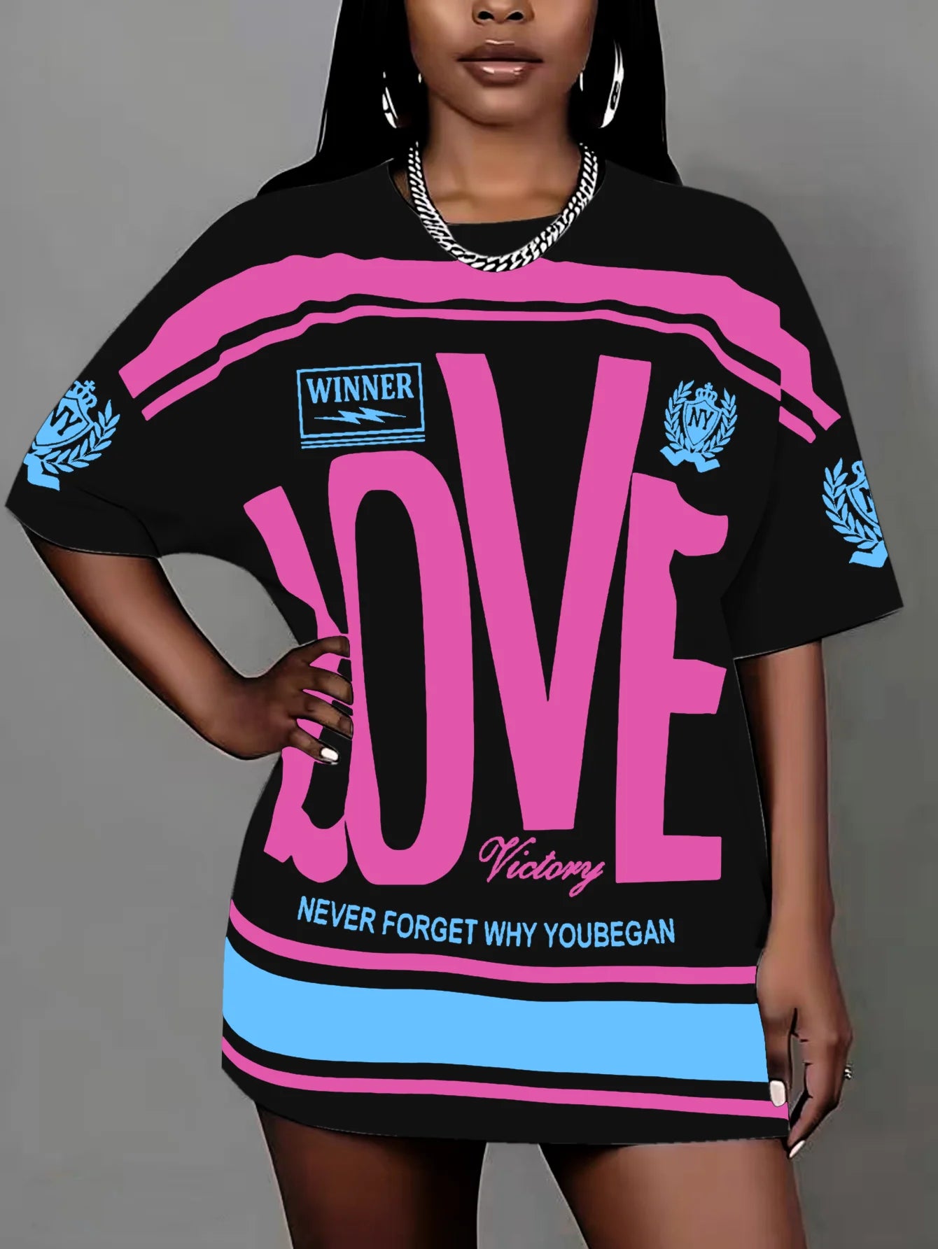 Plus size letter print T-shirt pullover