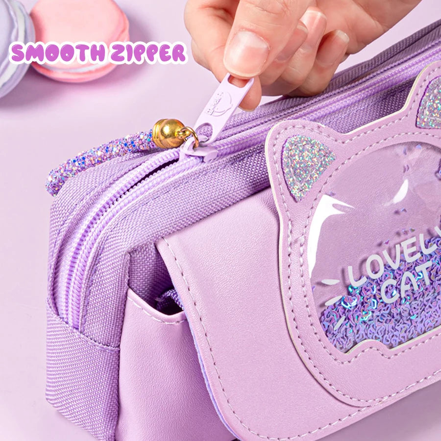 Kawaii Quicksand Pencil Case Large Capacity Pen Box