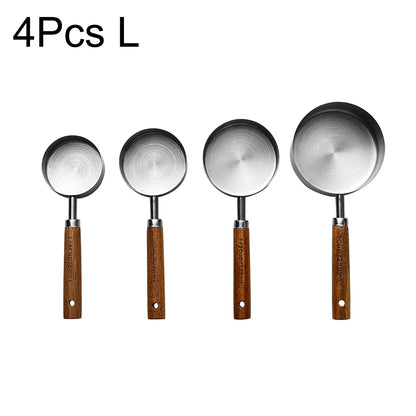 Wooden Handle Stainless Steel Measuring Cups Spoons