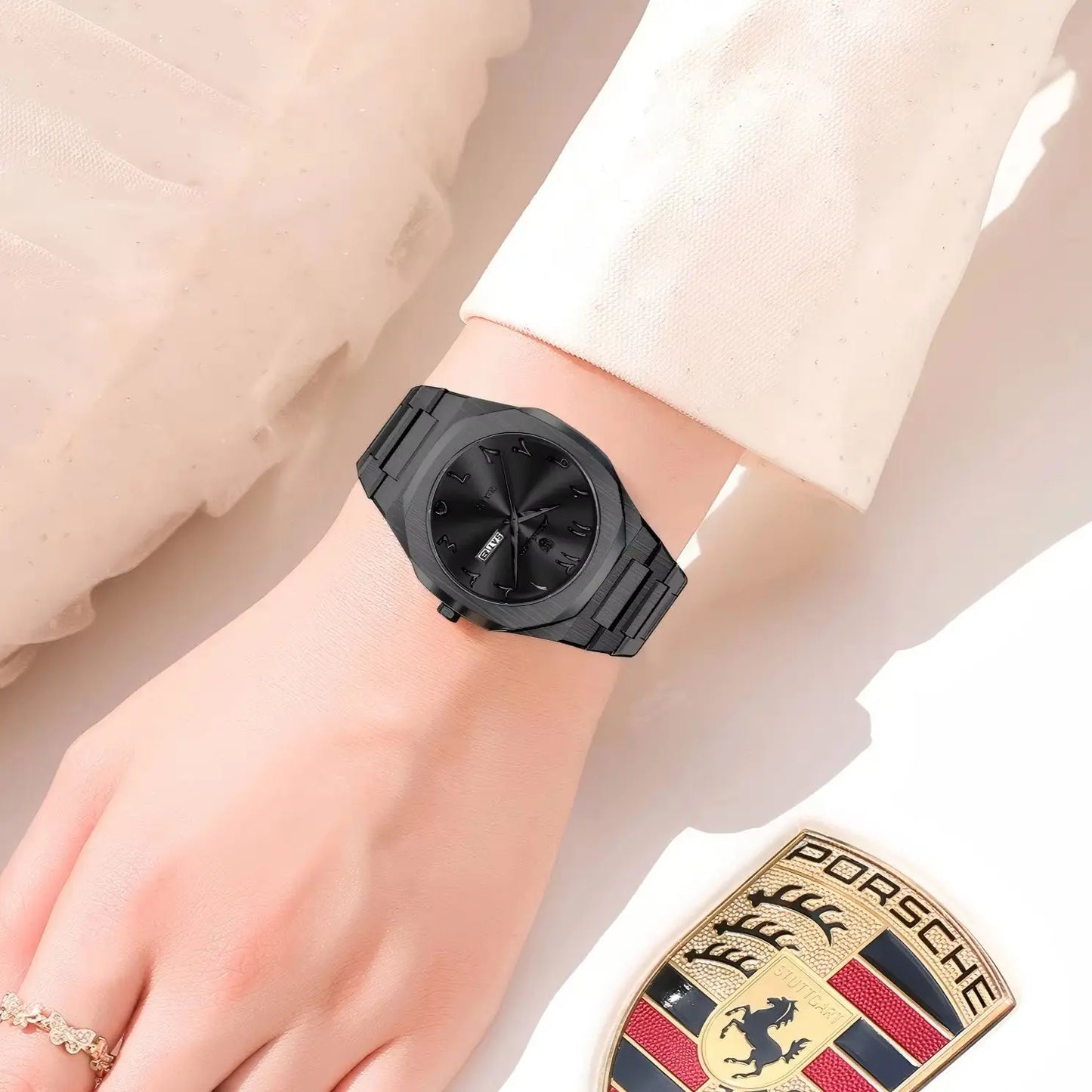 Elegant Quartz Stainless Steel Luxury Wristwatch