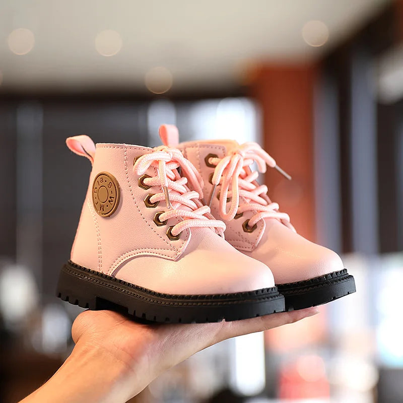 Boys Girls Leather Waterproof Non-slip  Boots