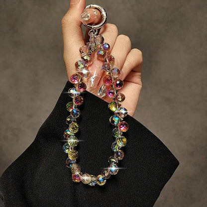 Colorful Mobile Phone Lanyard Chain Stylish Glitter Crystal Bead Pendant Keychain