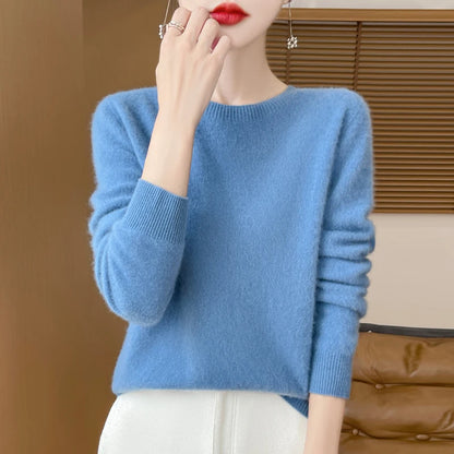 Wool Cashmere Pullover O-Neck Long Sleeve