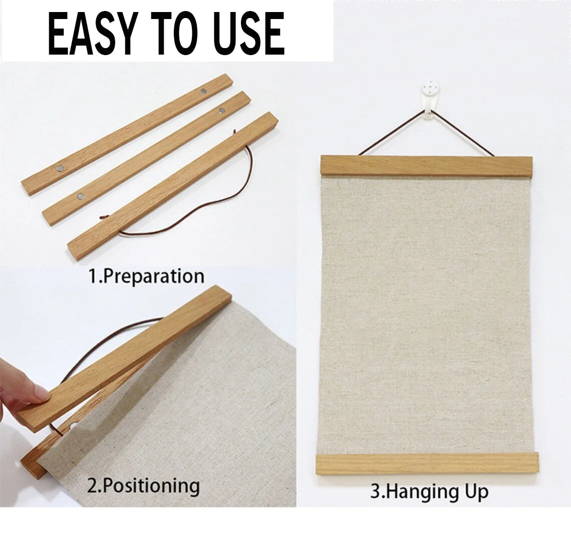 Natural Wood Magnetic Poster Hanger Canvas Frame