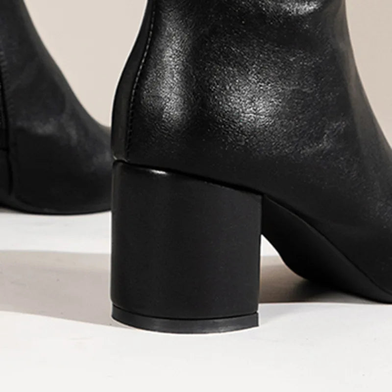 Ankle Side Zipper High Quality Leather Boots