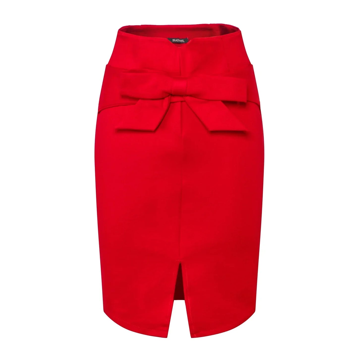 Knee Length High Waist Elegant Slit Bow Skirt