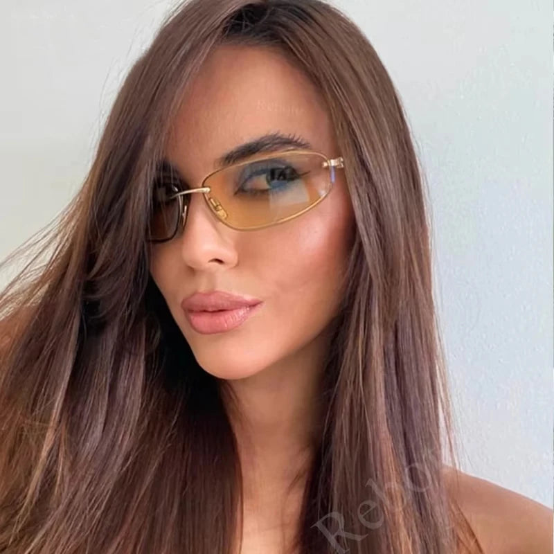 Oval Frameless High Quality Luxury Y2k Rimless Glasses
