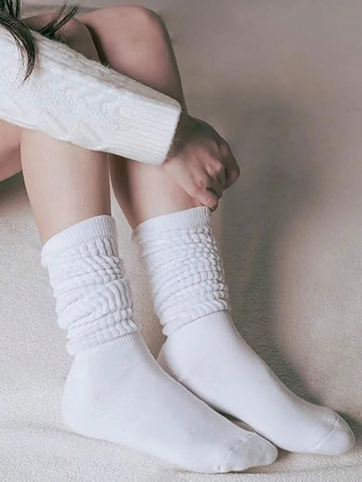 4/8 Pairs Slouch Knit Scrunch Scrunchie crew socks