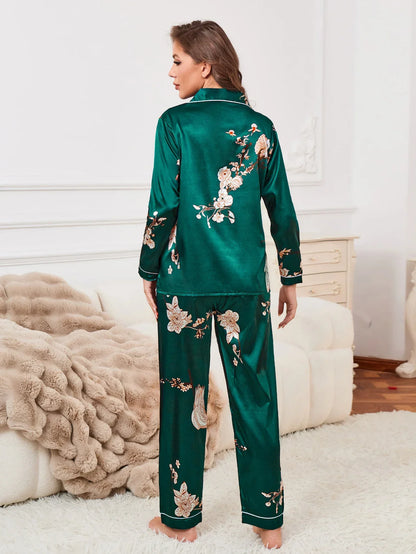 Piping Satin Pajama Set