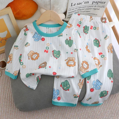 Baby Long-sleeved Cotton Thin Pajamas Set