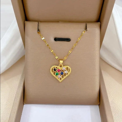 Heart Butterfly Stainless Steel Pendant Necklaces Jewelry