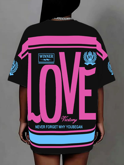 Plus size letter print T-shirt pullover