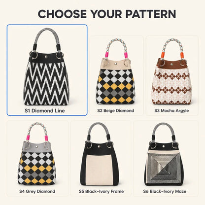 Geometric Mini Tote Black Ivory Graphic Ring Handle Korean Style Bags