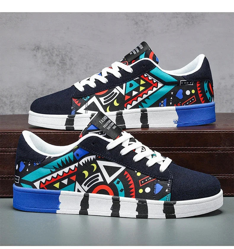 Running Canvas Geometric Style Sneakers