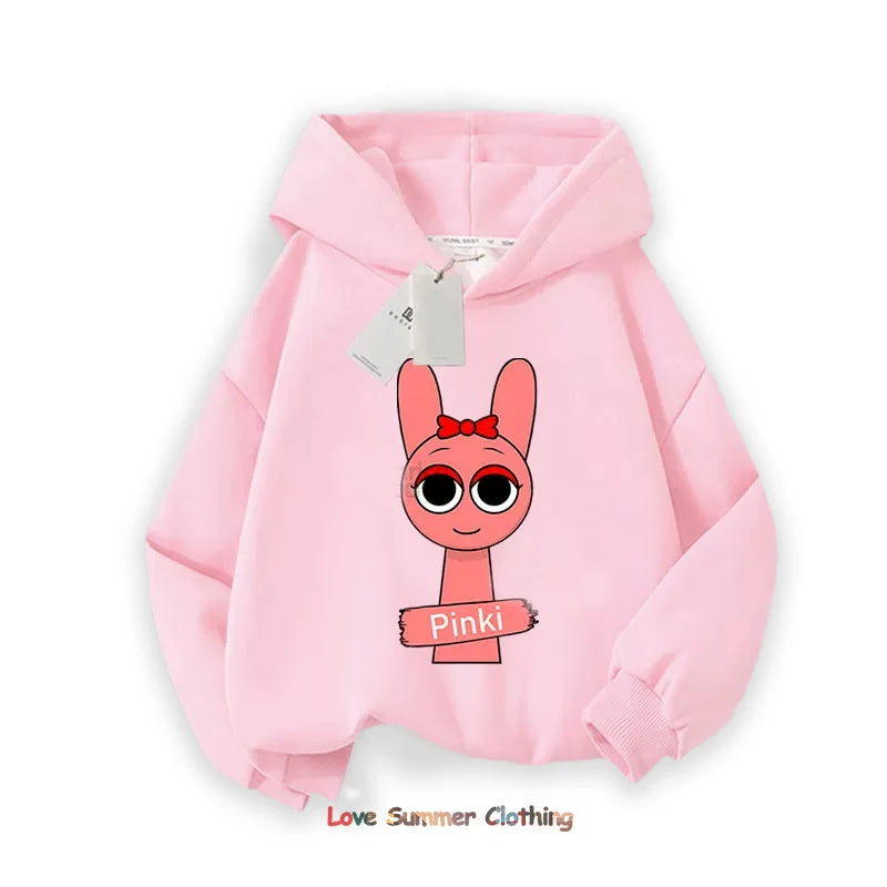 Sprunki Thick Anime Cartoon Sweatshirt Autumn Winter Hip Hop Hooded