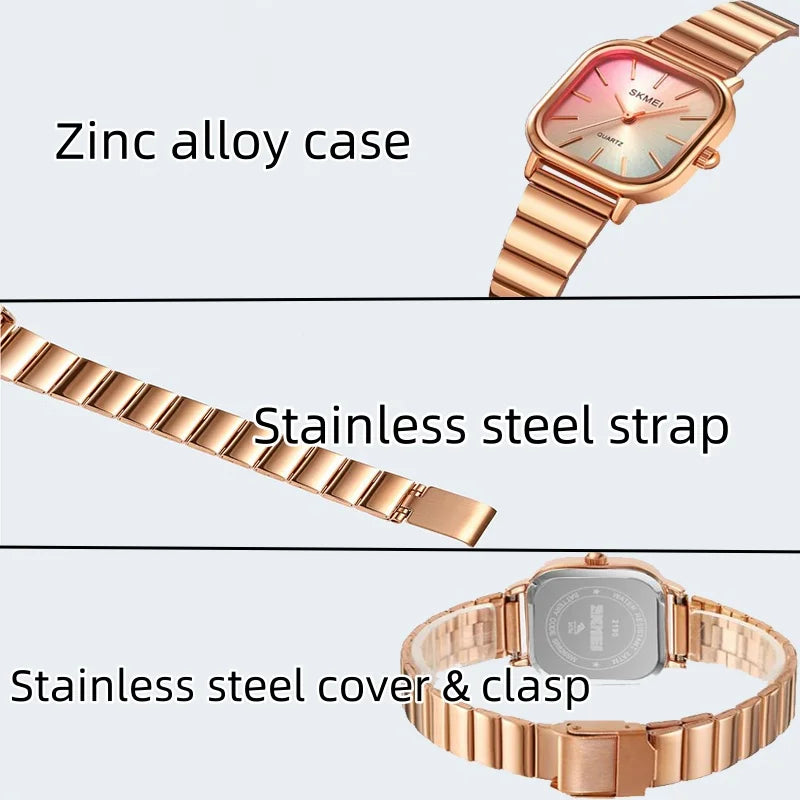Bracelet Quartz Luxury Stainless Steel Strap Waterproof Casual Analog Wristwatch
