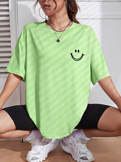 Happy Expression Cotton Short Sleeve Hip Hop T-Shirts
