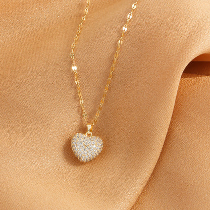 Cubic zirconia heart pendant necklace jewelry