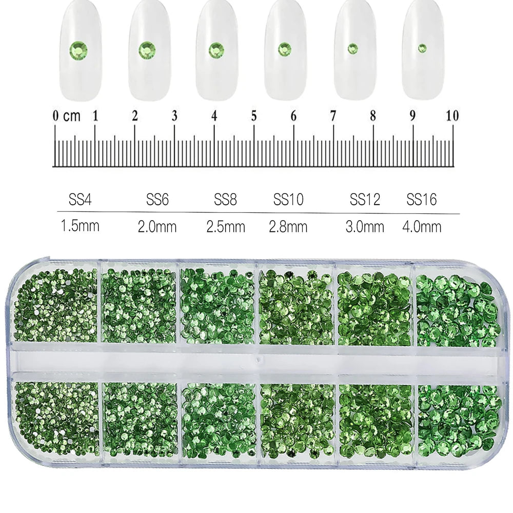 2400pcs+ Shiny Clear Crystal Gems Nail Rhinestones