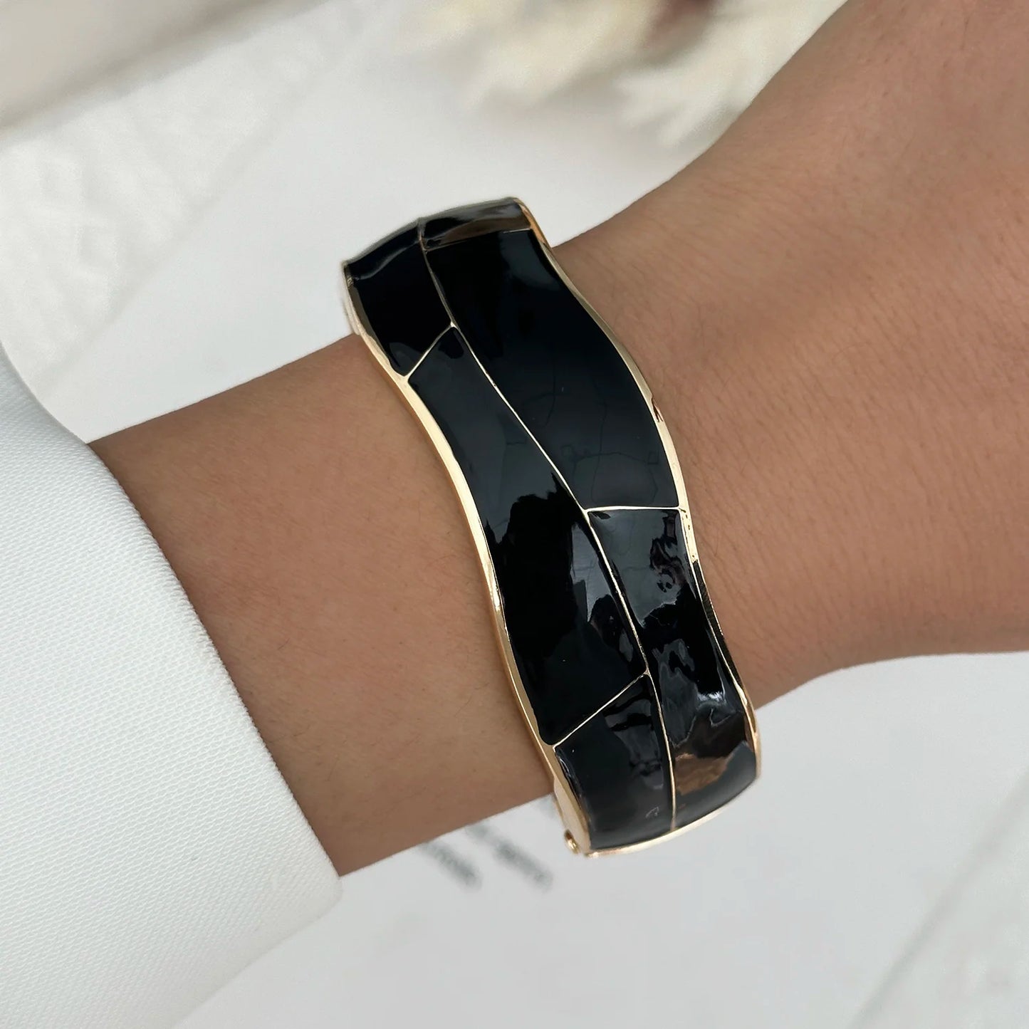 Round Bangles Exaggerated Geometric Wide Cuff Bracelets Hip Hop