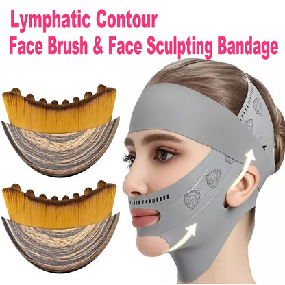 2Piece Lymphatic Face Sculpting Bandage&Massage Brush