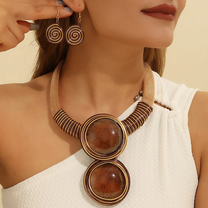 African Colorful Geometry Necklace Jewelry Set