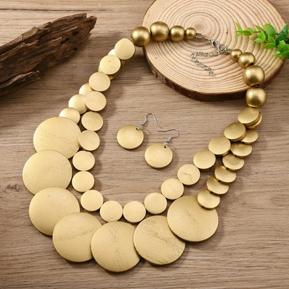 African Bohemian Geometric Wooden Handmade Necklace