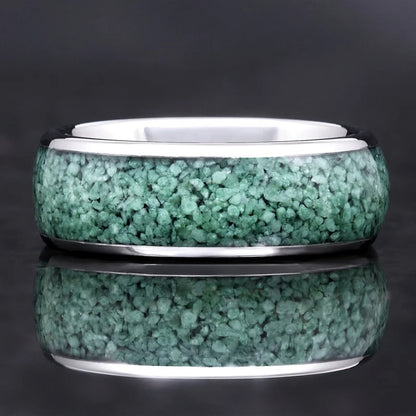 8mm Stainless Steel Ring Inlaid with Blue Pattern Drip Polishing Rings