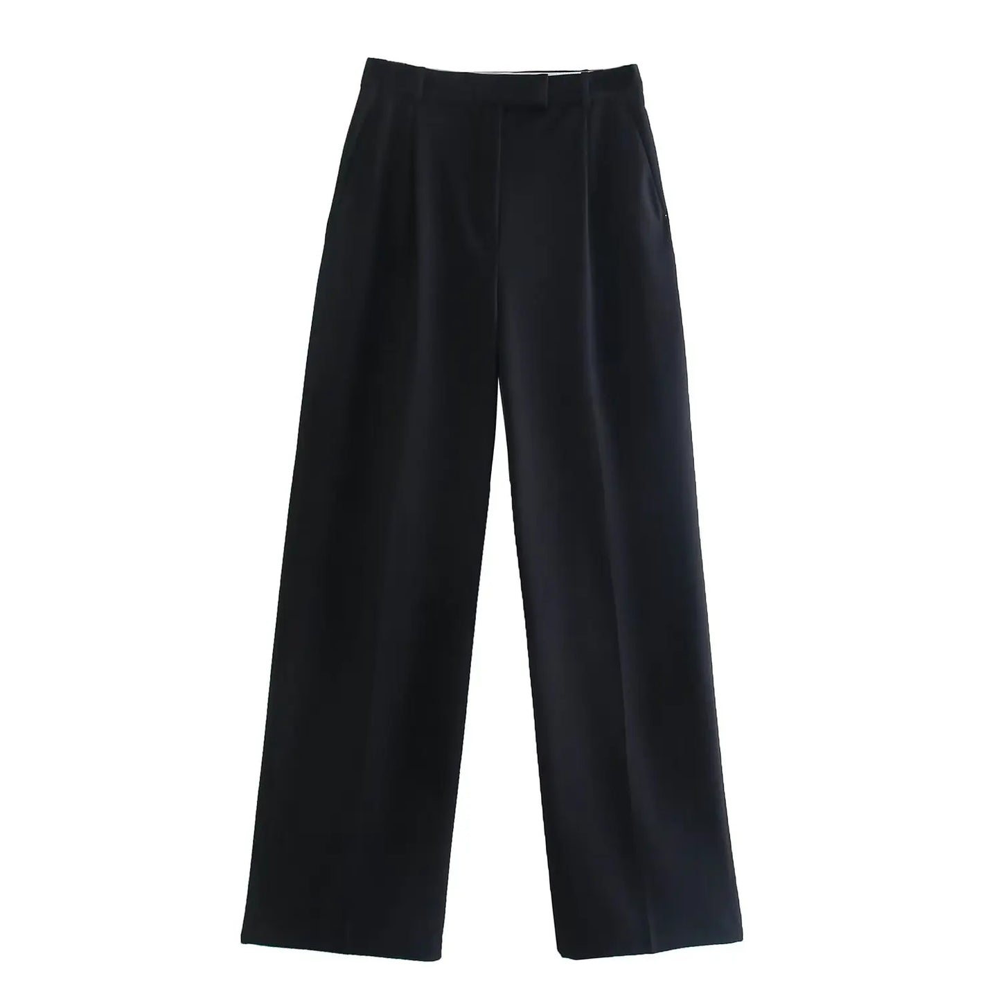 Front Zipper Straight High Waist Chic Pants