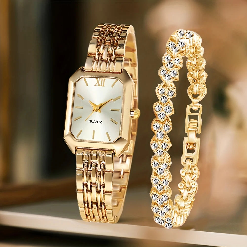 Simple and versatile square quartz watch