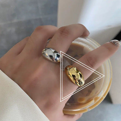 925 Sterling Silver Retro Hollow Wave Punk Hiphop Bohemia Rings