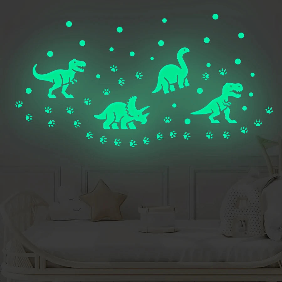Glow-in-the-Dark Cartoon Dinosaur Wall Stickers