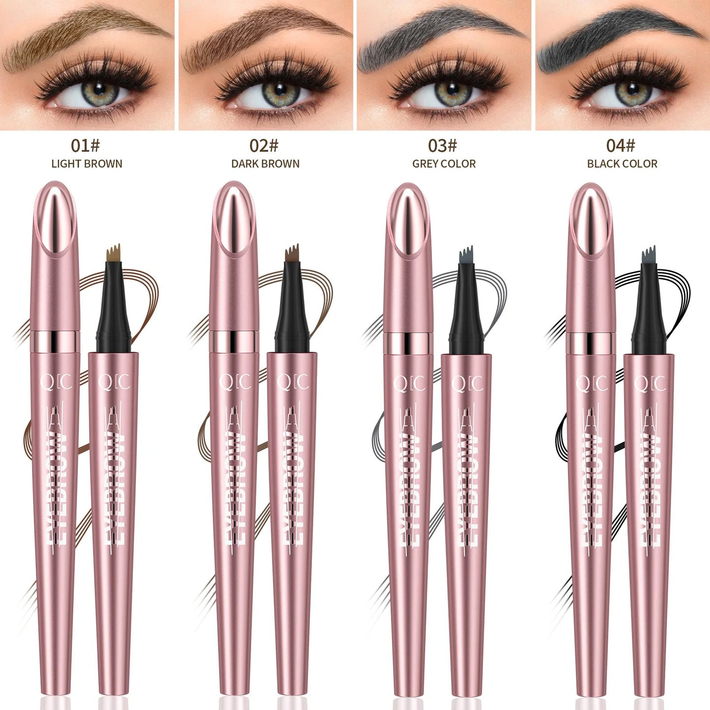 4 Fork Tip Eyebrow Pencil 3D Microblading Waterproof