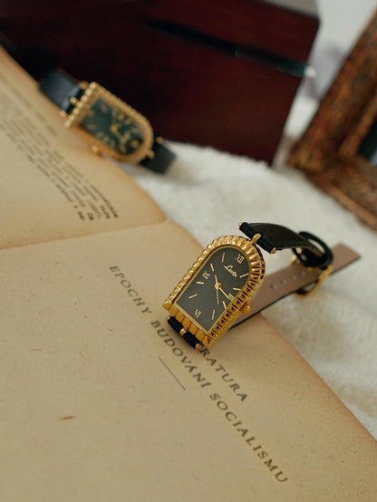 French-Style Arc De Triomphe Retro Leather Strap Watch