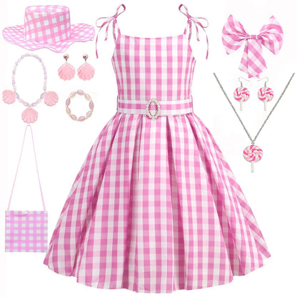 Halloween Hot Movie Barbei Baby Girl Pink Cowboy Dress