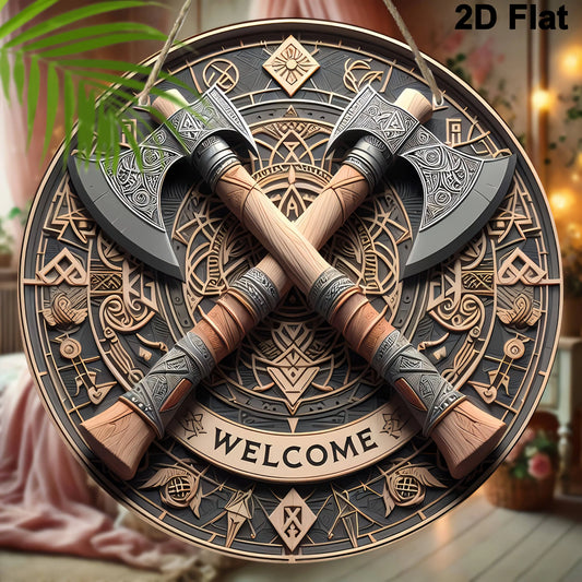 Viking Axes Welcome Sign Decor for Home