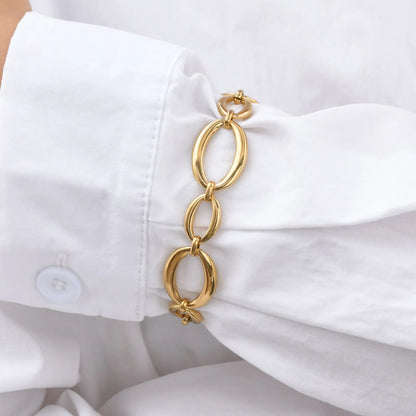 Distinctive Elliptical Hand-made Chain Stainless Steel Bracelets