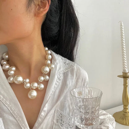 Vintage Hyperbole Bead Pearls Necklace Jewelry