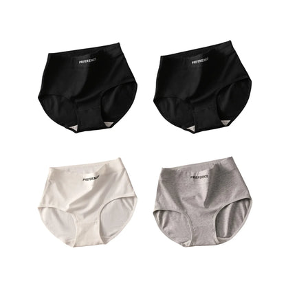 4Pcs/Set High-Waist Cotton Plus Size Lingerie