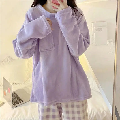 Fleece Thick Warm Pajamas Set