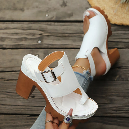 High Heel Thick Heel Open Toe Casual Plus Size Sandals