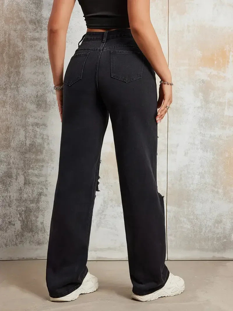 Street INS Ripped Straight Jeans Pants