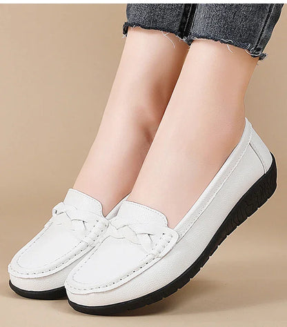Soft Leather Loafer Flats Slip Shoes