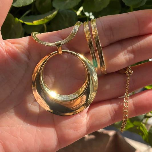 Exaggerated Punk Big Round O Shaped Necklace