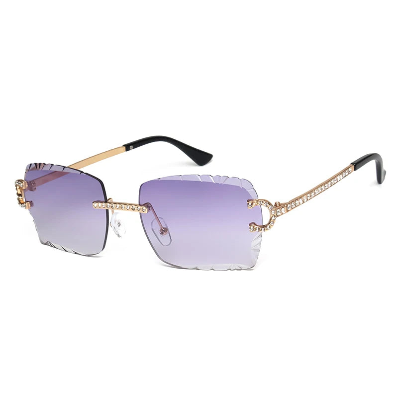 Rimless Square Vintage Diamond Sunglasses