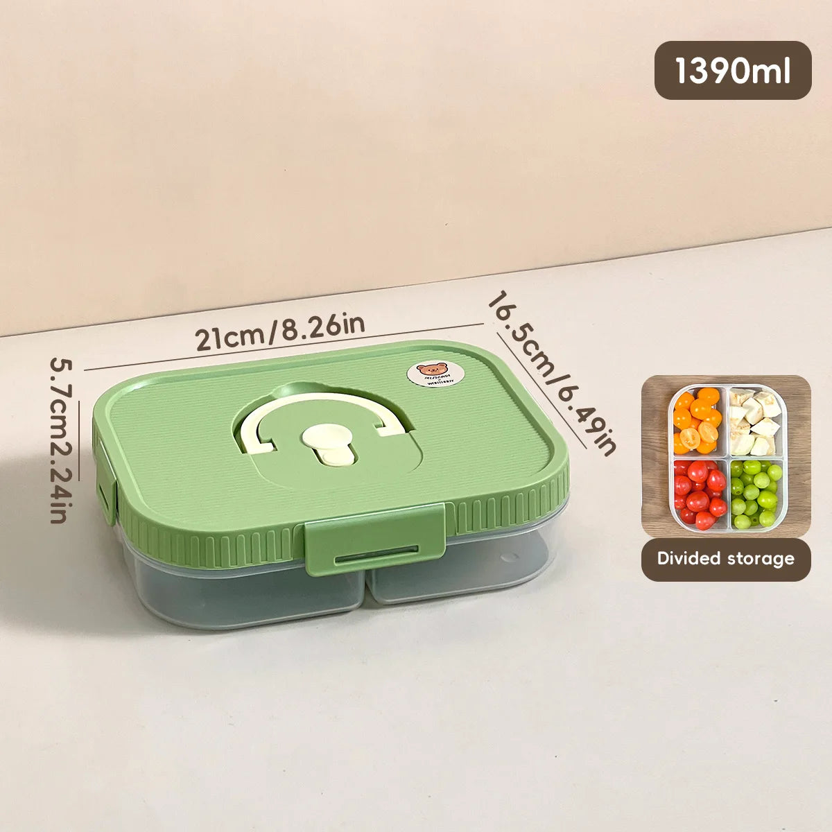 Microwave Plastic Divided Lunch Box With Handle Camping